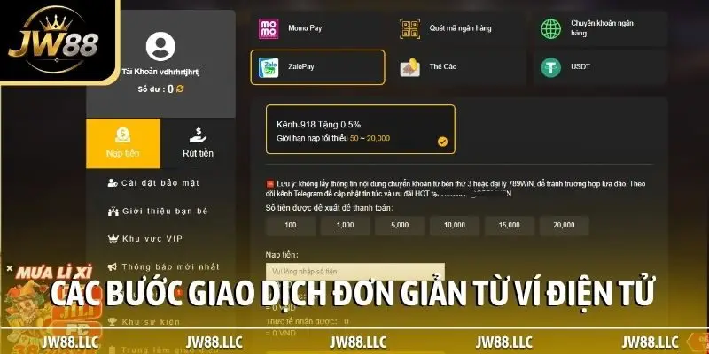 Các bước giao dịch đơn giản từ ví điện tử