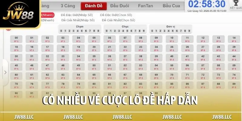 Có nhiều vé cược lô đề hấp dẫn
