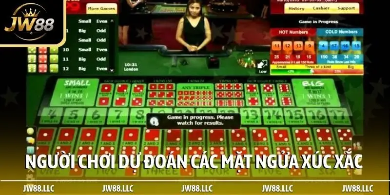 Người chơi dự đoán các mặt ngửa xúc xắc